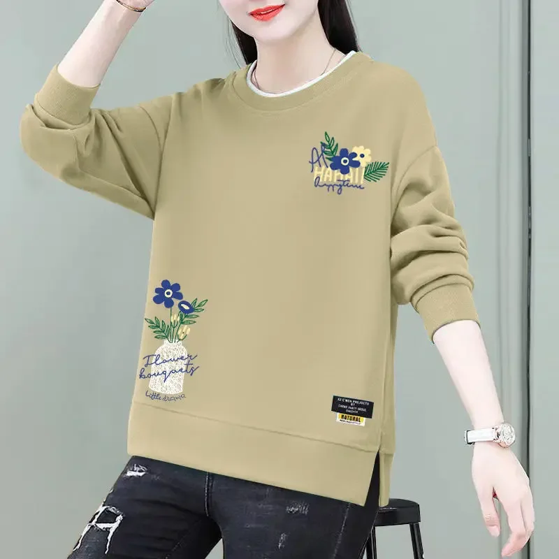 Top Trends: Autumn Winter Fashion Women&#039;s Printed Round Neck Tops 2023 New Korean All-match Thick Long Sleeve Pullovers Female Clothing Shoppable Styles