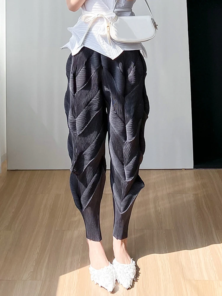 Top Trends: Miyake Pleated Pants Women Elastic Wiast 2023 New Summer Versatile Casual Pencil Trousers Solid Color Female Fashion Pants Shoppable Styles