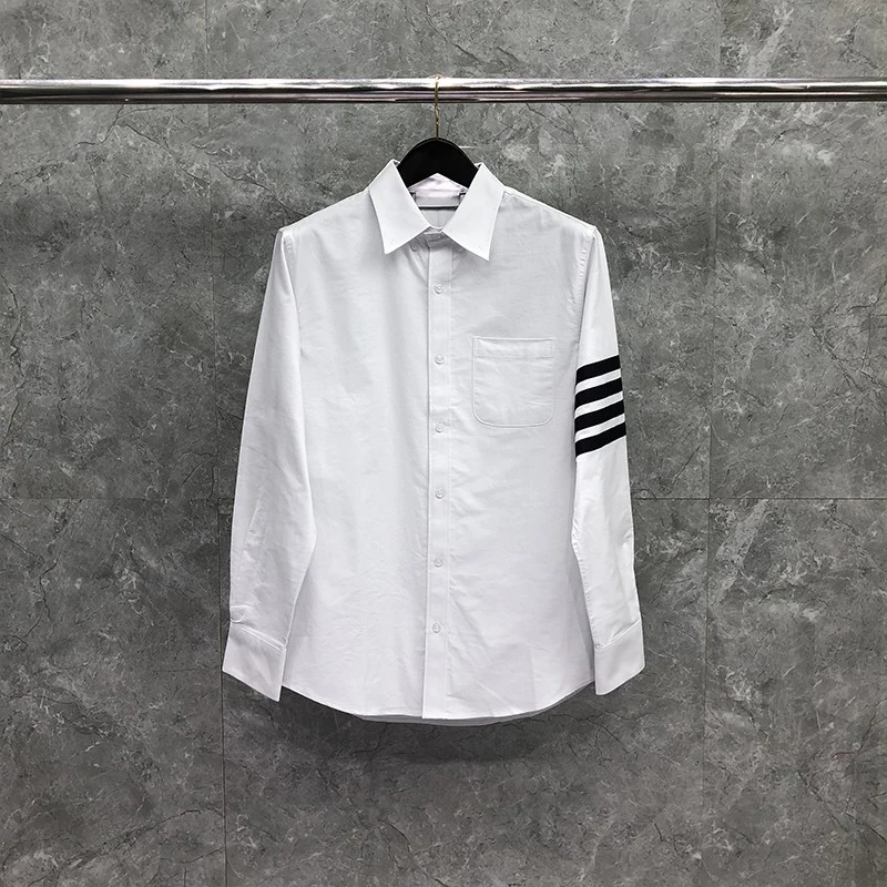 Top Trends: TB THOM Shirt Spring Autunm Fashion Brand Men&#039;s Shirt Black 4-bar Striped Casual Cotton Oxford Slim Custom Wholesale TB Shirt Shoppable Styles