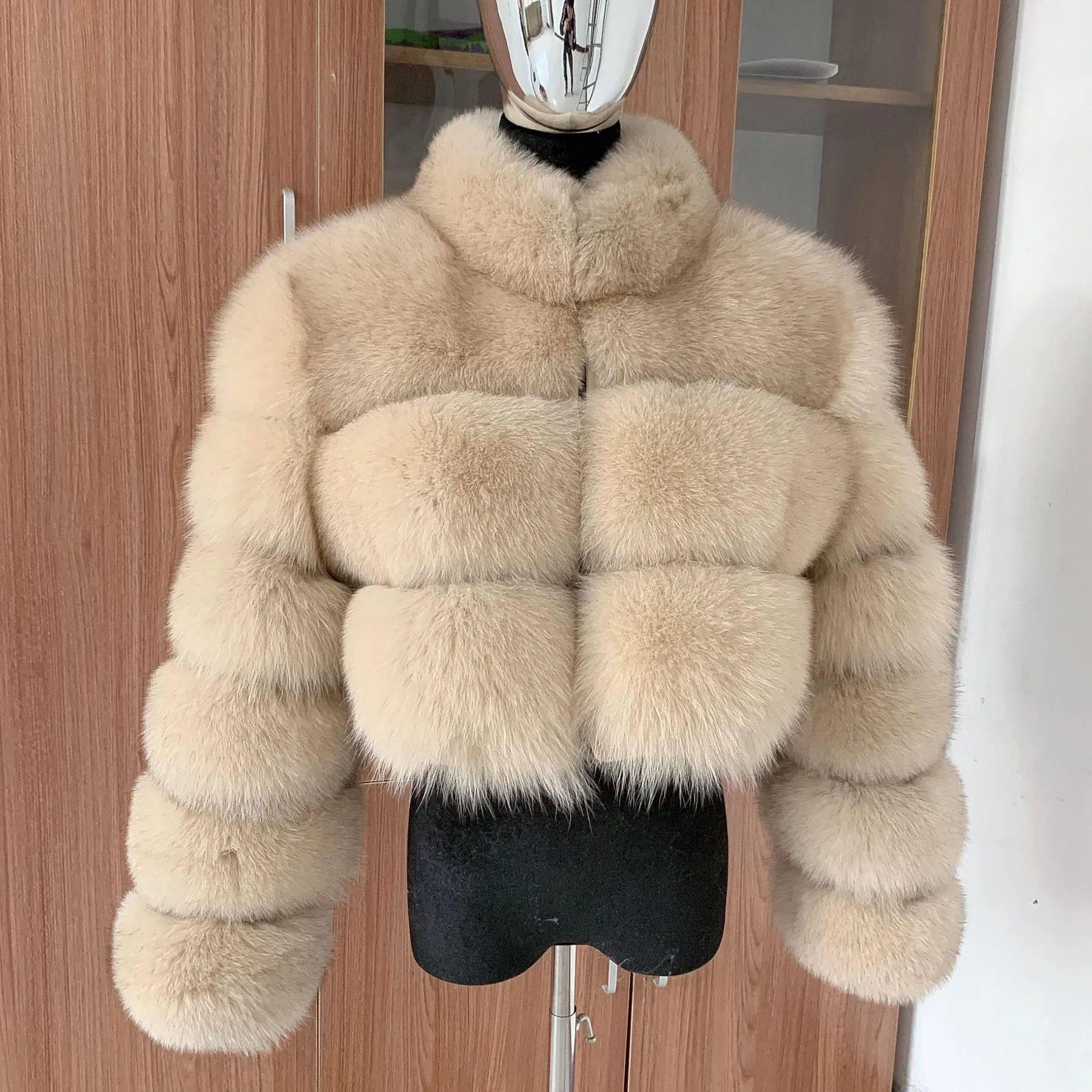 Top Trends: Women&#039;s Real Fox Fur Short Coat With Stand-up Collar Winter Woman Natural Fur Jacket High Waist Style And Raccoon Fur Coat Luxur Shoppable Styles