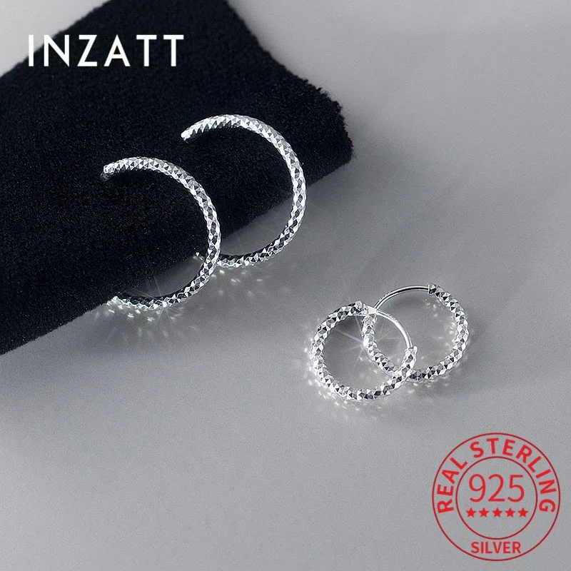 Top Trends: INZATT Real 925 Sterling Silver 14 / 20MM Sparkling Circle Hoop Earrings For Women Classic Fine Jewelry Minimalist Accessories Shoppable Styles