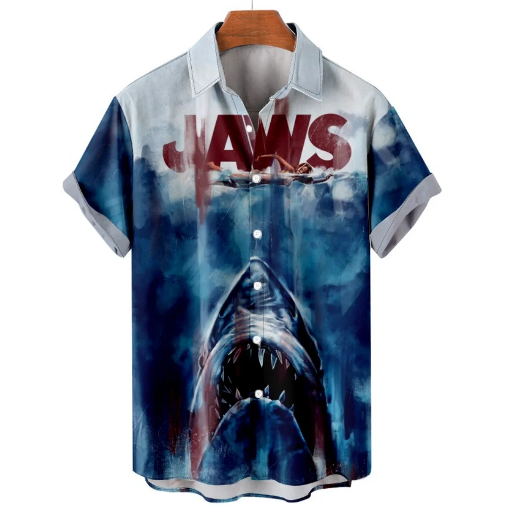 Top Trends: Shark Print Shirts For Men Sea Animals 2023 Summer Loose Hawaiian Shirt Man Summer Tops Casual Fashion Short Sleeve Men Clothing Shoppable Styles