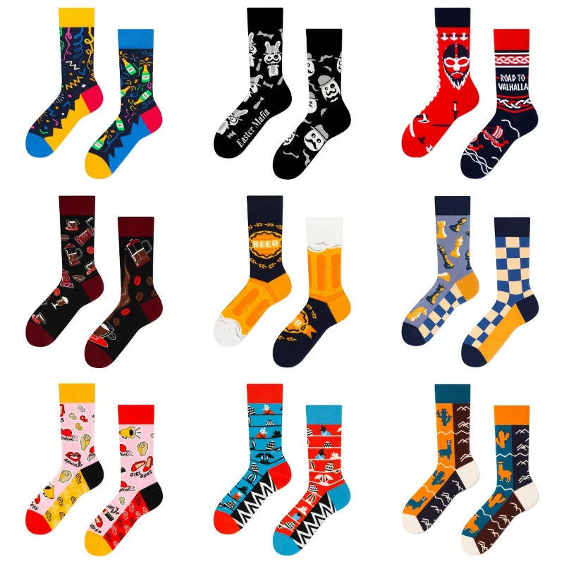 Top Trends: New Spring / Summer AB Trendy Socks Asymmetric Mandarin Duck Socks Versatile Ins Cotton Socks Cartoon Jacquard Mid Tube Socks Shoppable Styles