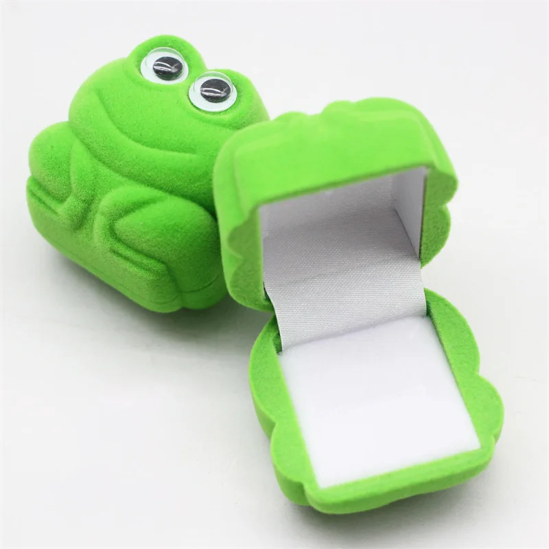 Top Trends: Velvet Cartoon Cute Pink Green Frog Jewelry Box Ring Box Organizers Storage Animal Frog Ring Jewelry Boxes Gift Jewelry Display Shoppable Styles