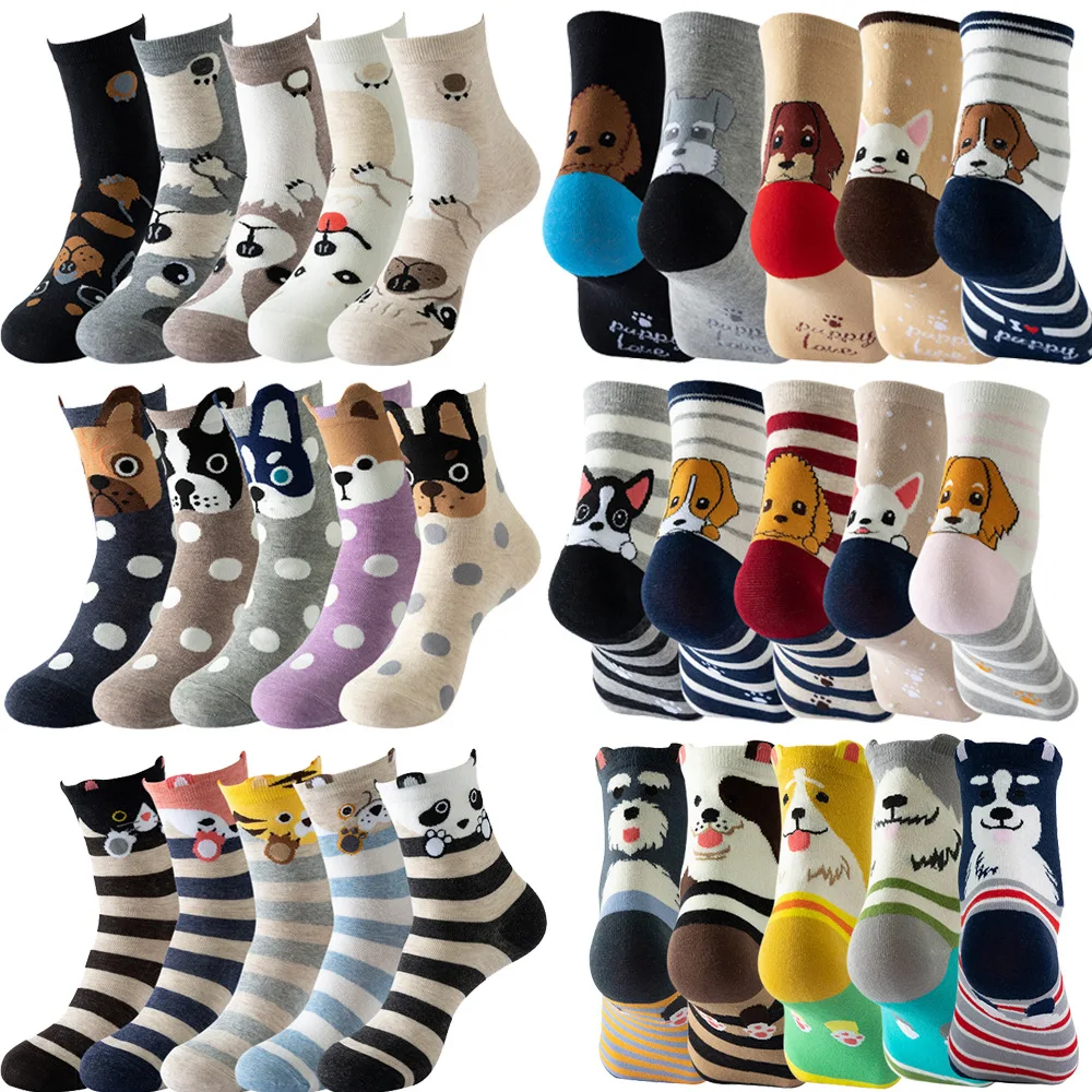 Top Trends: 5 Pairs Of Stylish Colorful Cute Cartoon Cotton Women Socks American Pet Day International Cat Day Socks Shoppable Styles