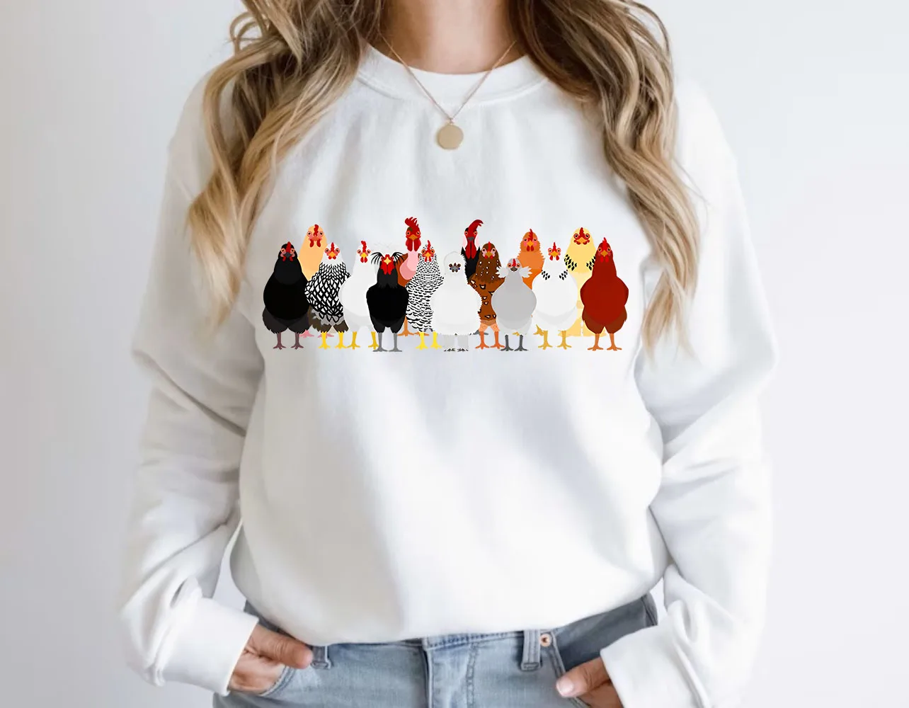 Top Trends: Chicken Sweatshirt Farm Life Sweater Chicken Lover Easter Retro Shirt Funny Thanksgiving Girl Trendy Crewneck Coquette Top Shoppable Styles