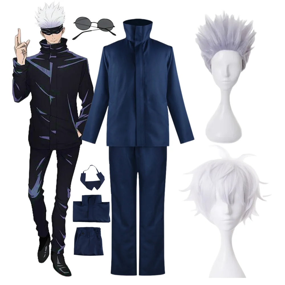 Top Trends: Anime Jujutsu Kaisen Gojo Satoru Cosplay Costume Glasses Wig Uniform Suits Halloween Christmas Party Gojo Satoru Clothes Shoppable Styles