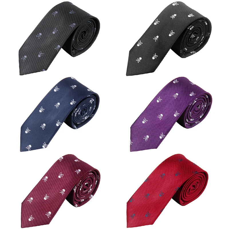 Top Trends: Silk Ties For Men Women 1200-PIN 6CM 2.36'' Gothic Street Fashion Accessories Tie Skull Pattern Black Blue Purple Necktie Shoppable Styles