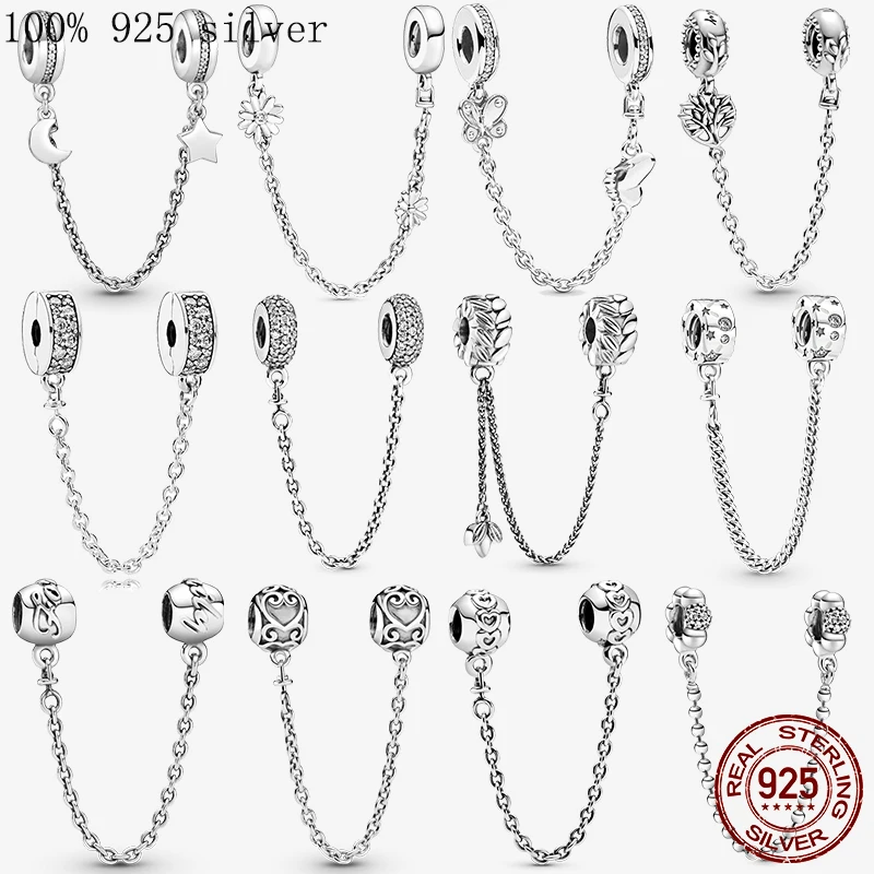 Top Trends: 925 Sterling Silver Safety Chain Musical Note Beads Charms Fit Original Pandora Bracelet DIY Jewelry Making Fashion Fine Jewelry Shoppable Styles