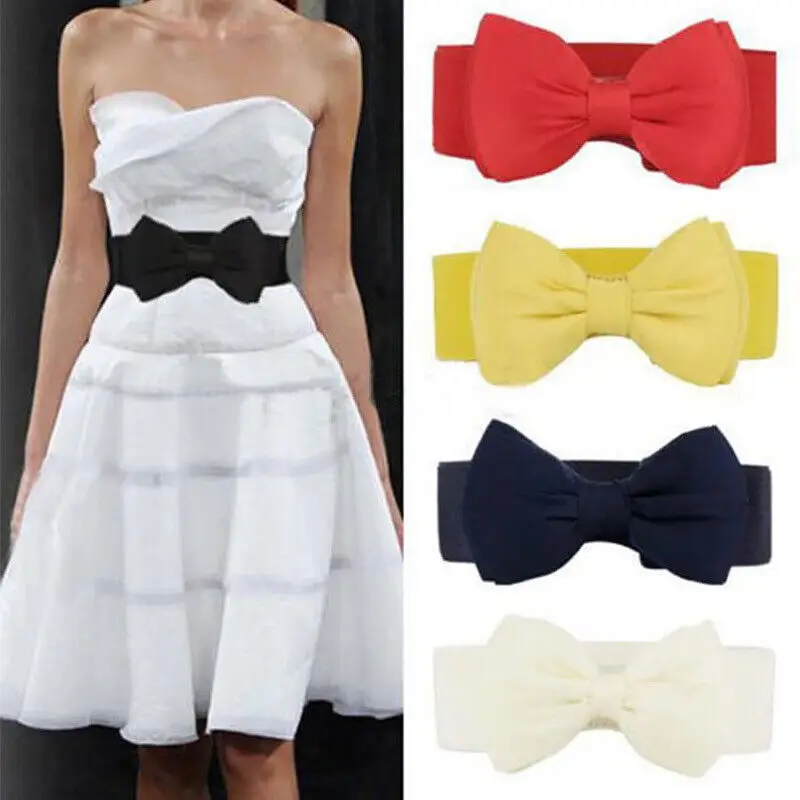 Top Trends: Elegant Big Bow Waistband Women Elastic Wide Stretch Waist Belt Straps Hidden Buckle Dress Clothes Dress Decoration Accessories Shoppable Styles