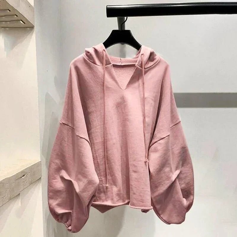 Top Trends: Plus Size Women's New Korean Long-sleeved Hooded Sweater Loose Casual Solid Color All-match Jacket Harajuku Fashion Clothing Shoppable Styles