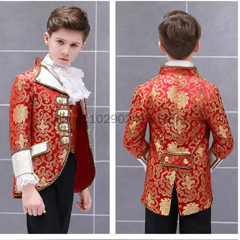 Top Trends: 2023 Victorian Prince King Costume Kid Boys Formal Dress Outfit Noble Retro Blazer Suits Court Jacket Halloween Cosplay Suit Shoppable Styles