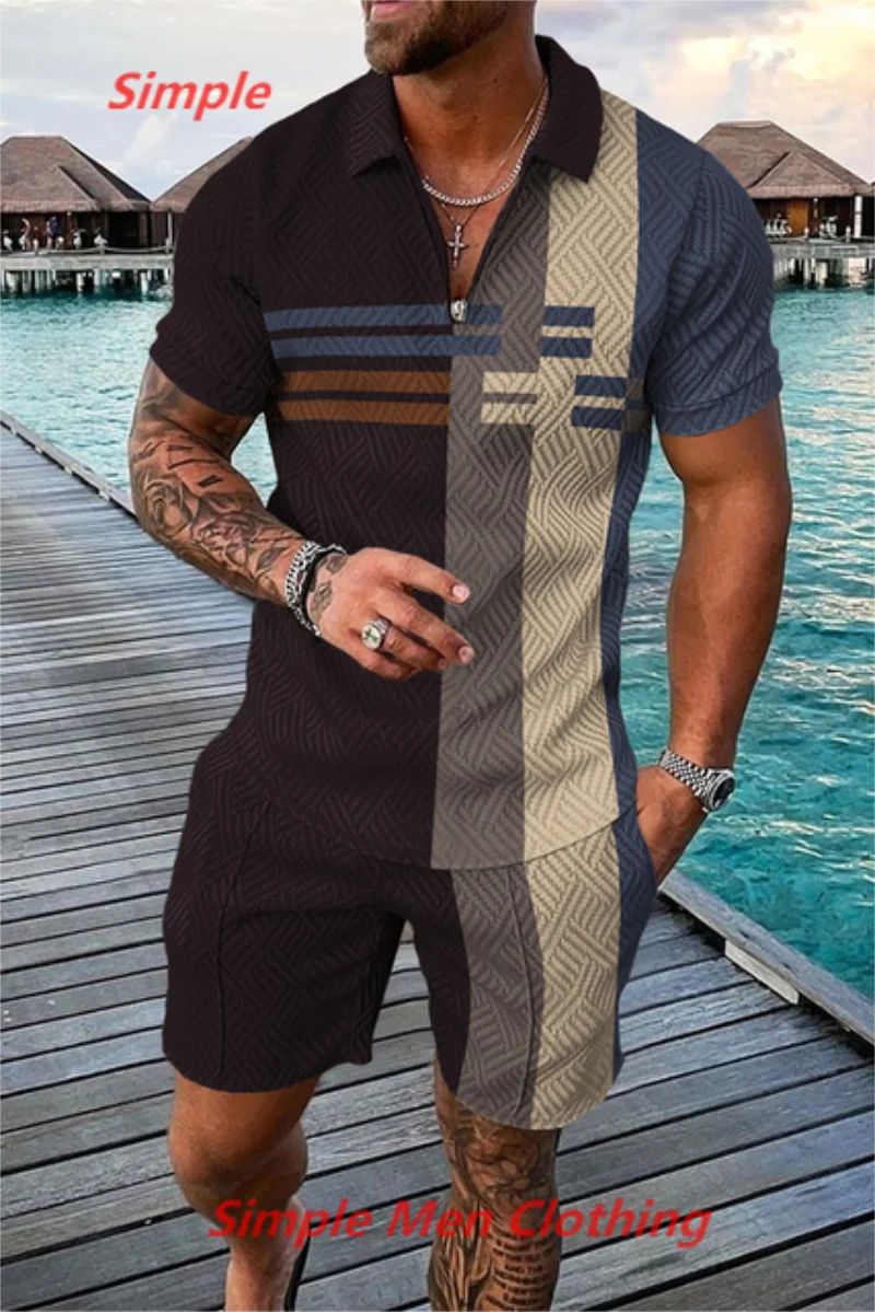 Top Trends: Summer Simple Retro Style Short Sleeved Polo Shirt Beach Shorts 2 Piece Sets Tracksuit Men's 3D Printed Casual Sports Suit Shoppable Styles - Image 5