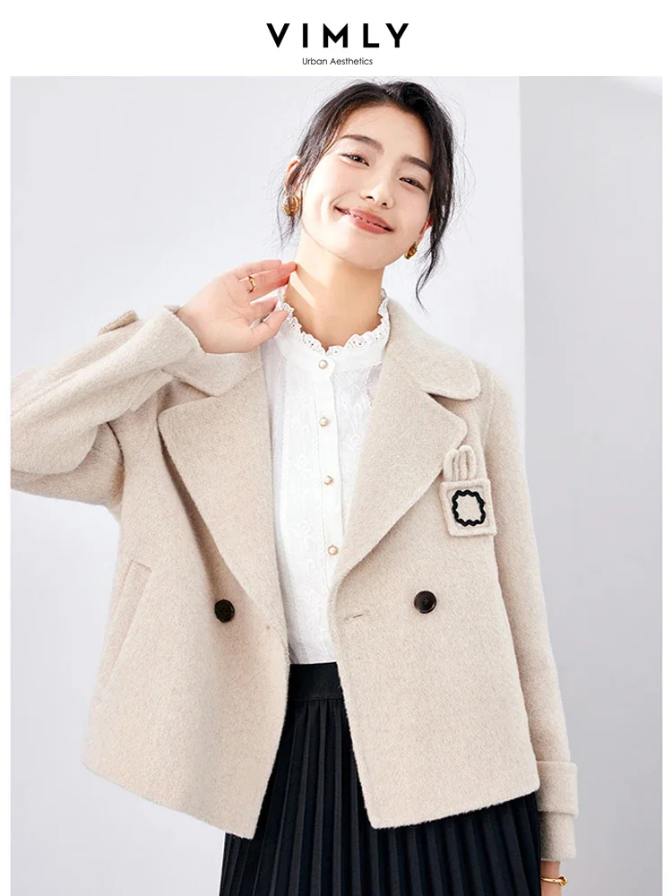 Top Trends: Vimly Wool Blend Short Coat Woman Elegant Straight-cut Double Faced Woolen Jacket Women 2024 Fashion Warm Female Outerwear 50628 Shoppable Styles