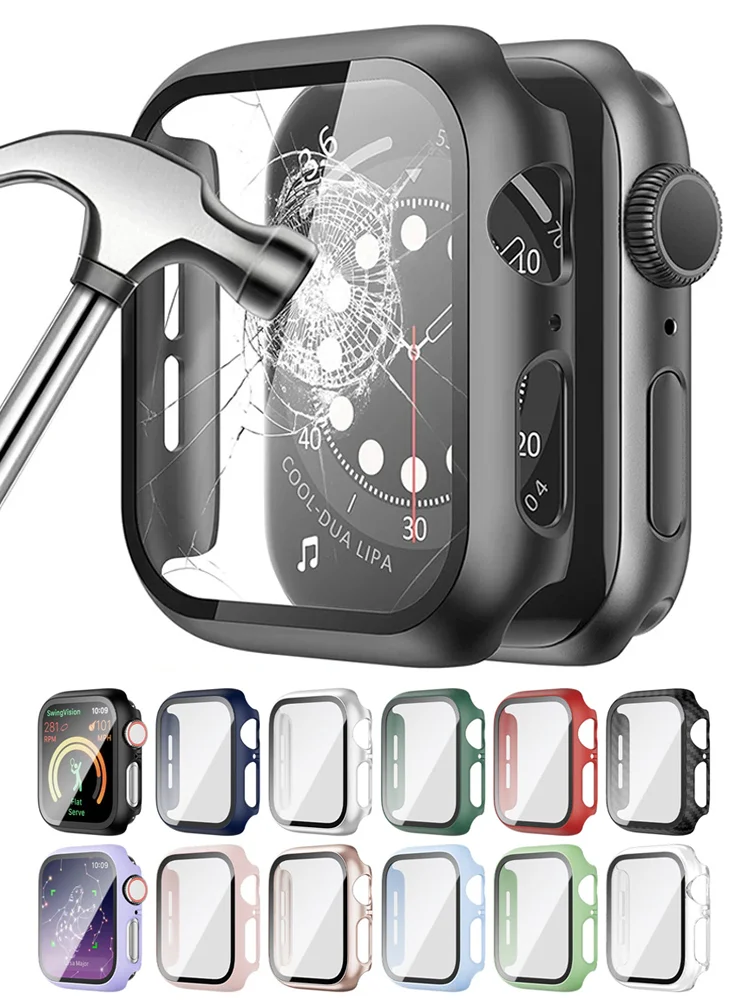 Top Trends: Tempered Glass+ cover For Apple Watch Accessories 45-41mm 44mm 40mm 42mm Bumper Screen Protector Case Iwatch Series 9 4 5 6 SE 7 Shoppable Styles