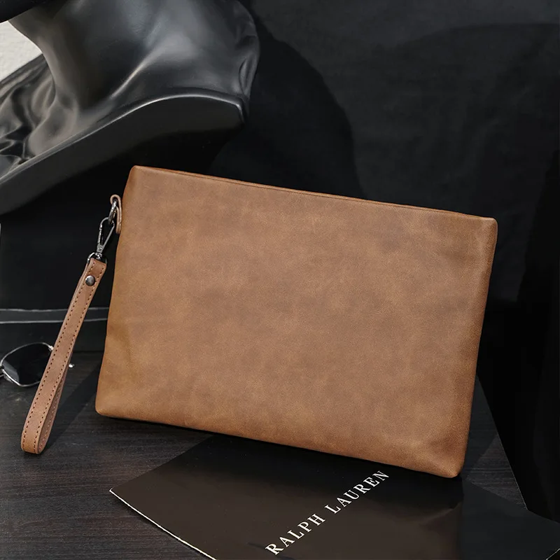 Top Trends: Luxury Vintage Clutch Bag Men Handbags Crazy Horse Leather Clutches Bag For Men Envelope Bag For IPAD Clutch Male Hand Bags Shoppable Styles