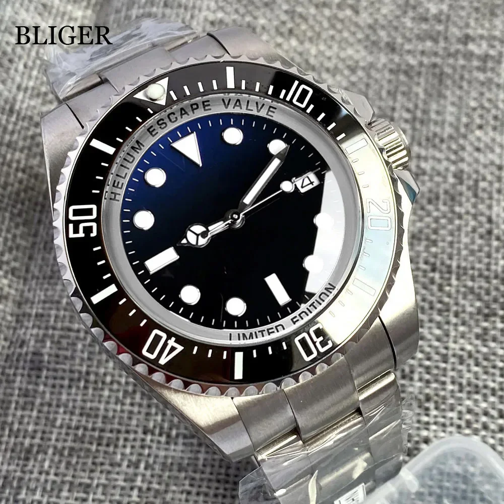 Top Trends: BLIGER Brand 43mm Sapphire Glass Japan NH35A MIYOTA 8215 PT5000 Automatic Watch For Men Brushed Steel Bracelet Black Dial Shoppable Styles