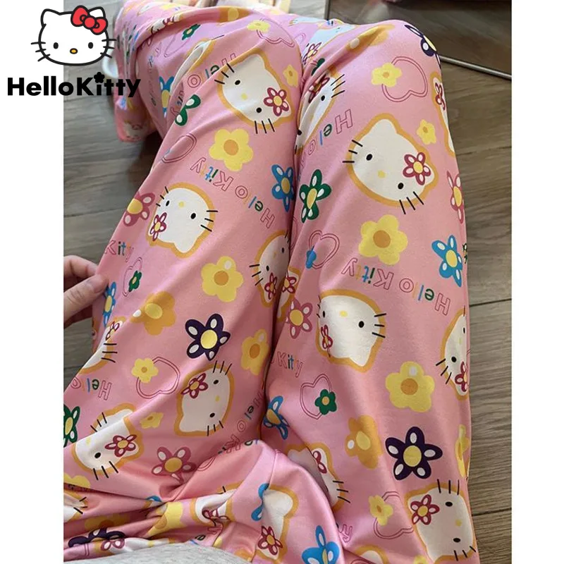 Top Trends: Sanrio Hello Kitty Pants Kawaii Cartoon Sleeping Pants Women New Casual Wear Outside Fashion Pants Loose Home Wide Pants Women Shoppable Styles