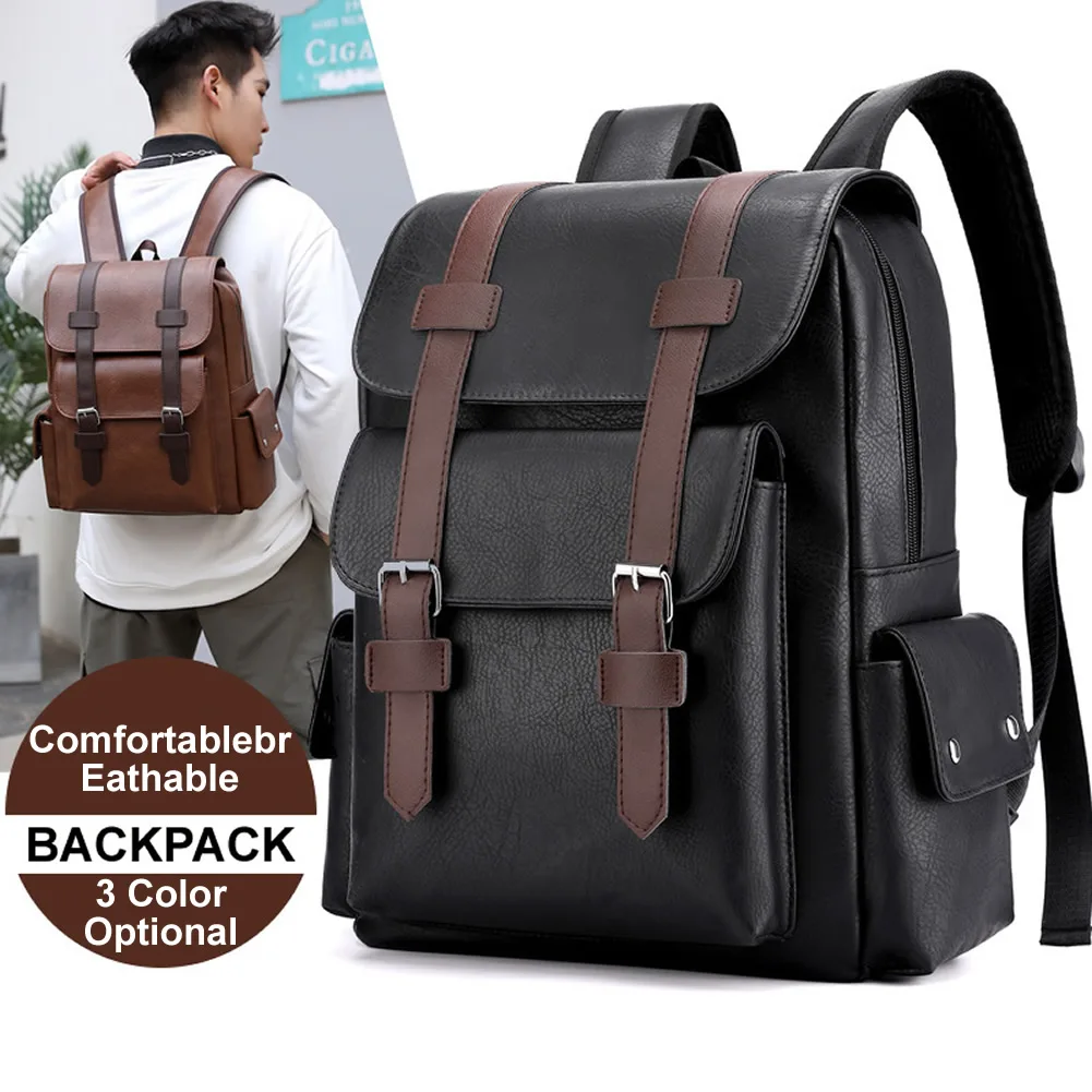 Top Trends: GNWXY Men Backpack PU Leather Waterproof Travel Bag Fashion Laptop Backpacks Teenagers Boys Casual Leather Book Bag Dropshipping Shoppable Styles