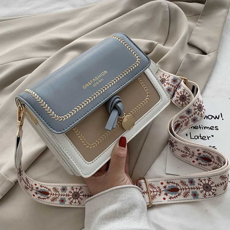 Top Trends: Contrast Color Leather Crossbody Bags For Women 2022 Ladies Handbag Fashion Simple Shoulder Messenger Bag Ladies Cross Body Bag Shoppable Styles