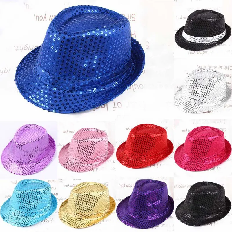 Top Trends: Dance Show Party Jazz Hat Glitter Sequins Cowboy Caps Fashion Role Play Prop Performance Costume Women Men Beading Hats Fedoras Shoppable Styles