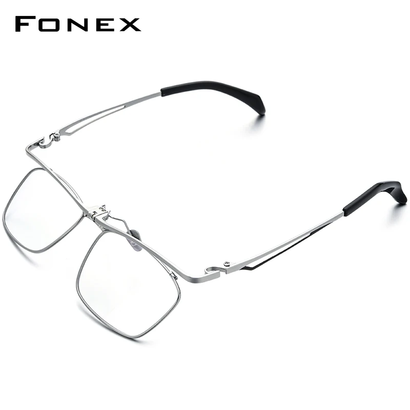 Top Trends: FONEX 180° Flip Titanium Glasses Frame Men 2022 New Square Prescription Eyeglasses Full Optical Frames Korean Eyewear F8043 Shoppable Styles