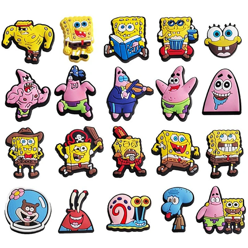 Top Trends: Shoe Charms 1pcs Cartoon SpongeBob SquarePants Shoes Accessories DIY Shoe Decoration PVC For Clog Garden Sandal Kids X-mas Gifts Shoppable Styles