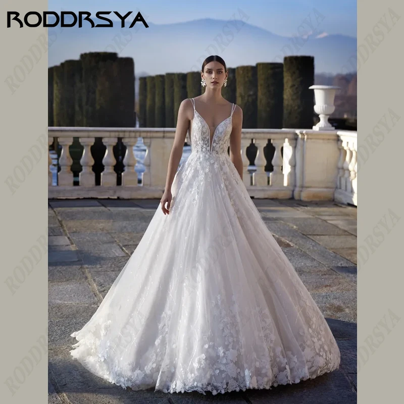 Top Trends: RODDRSYA Princess A-line Wedding Dresses Bridal Gowns Elegant V-Neck Backless Bride Party Tulle Vestido De Noiva Minimalistas Shoppable Styles