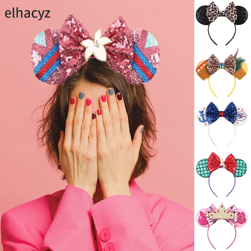 Top Trends: 2024 New Trendy Glitter Mouse Ears Headband Sequin 5&quot; Bow Hairband Boutique Girls Festival Party Hair Accessories Women Headwear Shoppable Styles