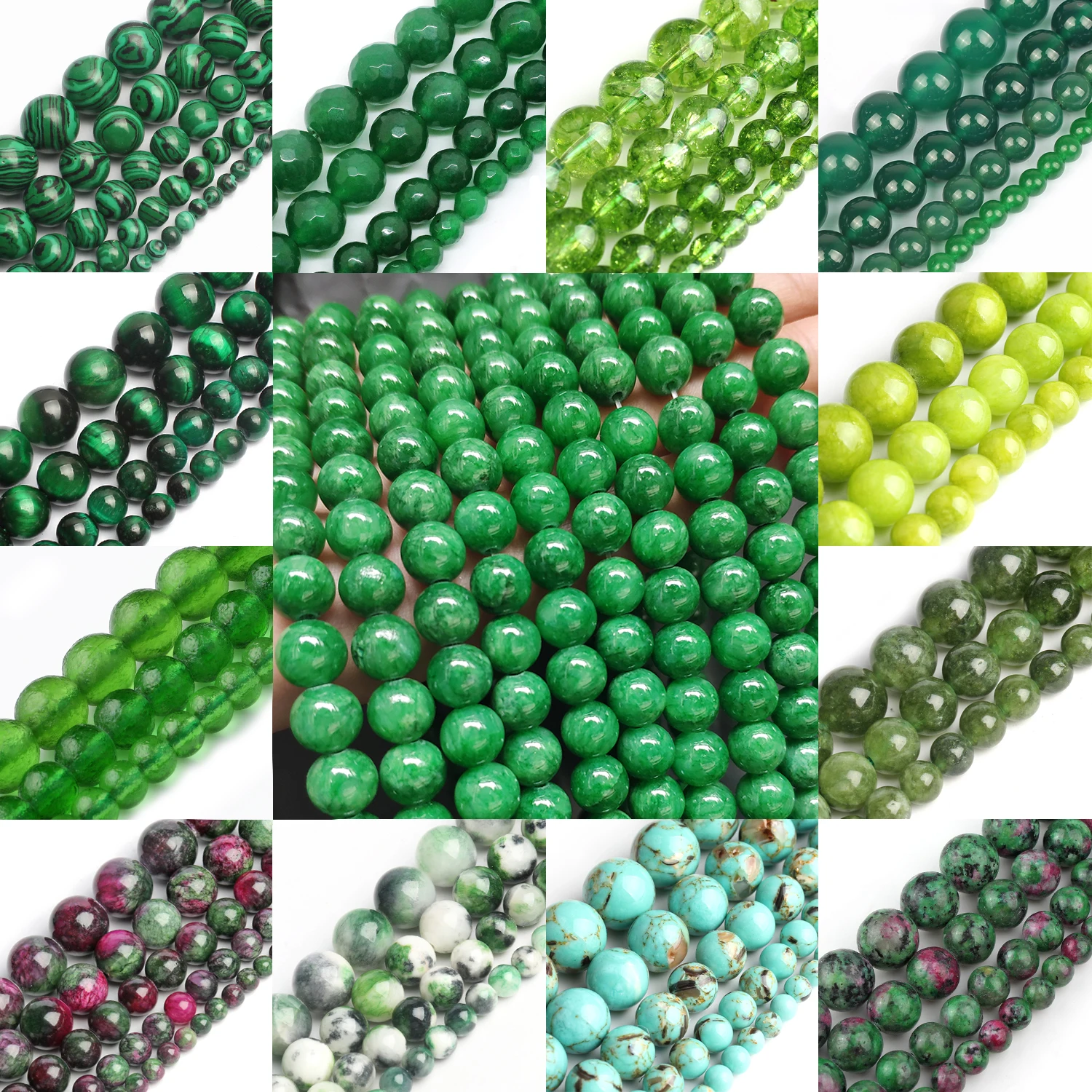 Top Trends: Natural Stones Green Agate Jade Jasper Tiger Eye Beads Round Loose Jewelry Beads For Making Bracelets DIY Accessories 15inch Shoppable Styles