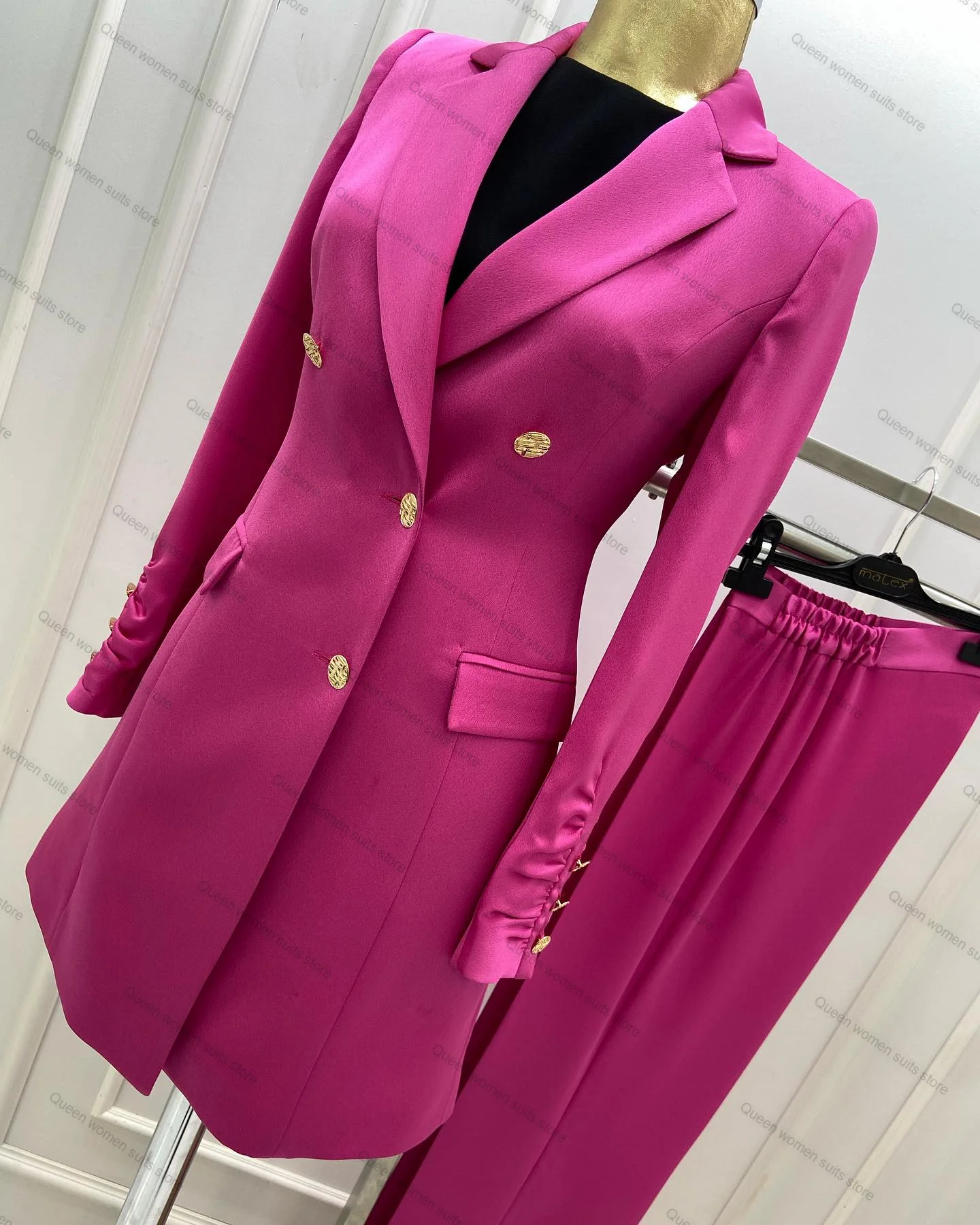 Top Trends: Wedding Women Pants Suits Set 2 Pcs Blazer+ Elastic Waistband Pants Tailored Formal Double Breasted Jacket Prom Dress Shoppable Styles - Image 5