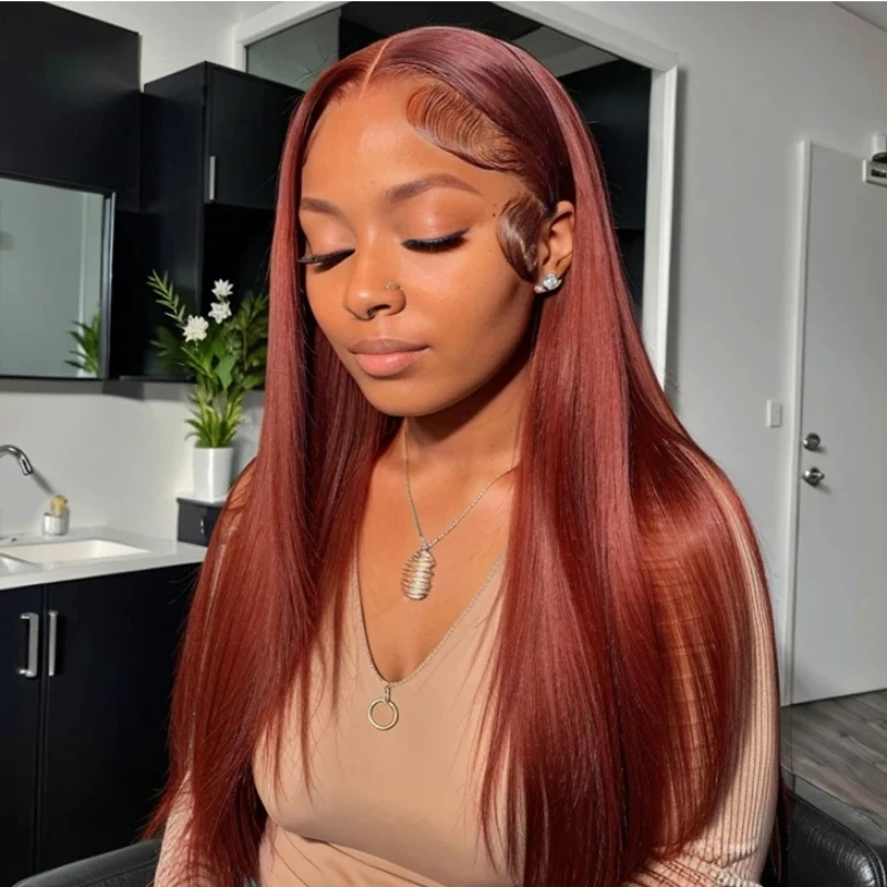 Top Trends: Reddish Brown Hd Lace Wig 13x6 Human Hair Pre Plucked 13x4 Straight Lace Front Human Hair Wig 4x4 Closure Frontal Wigs For Women Shoppable Styles - Image 2