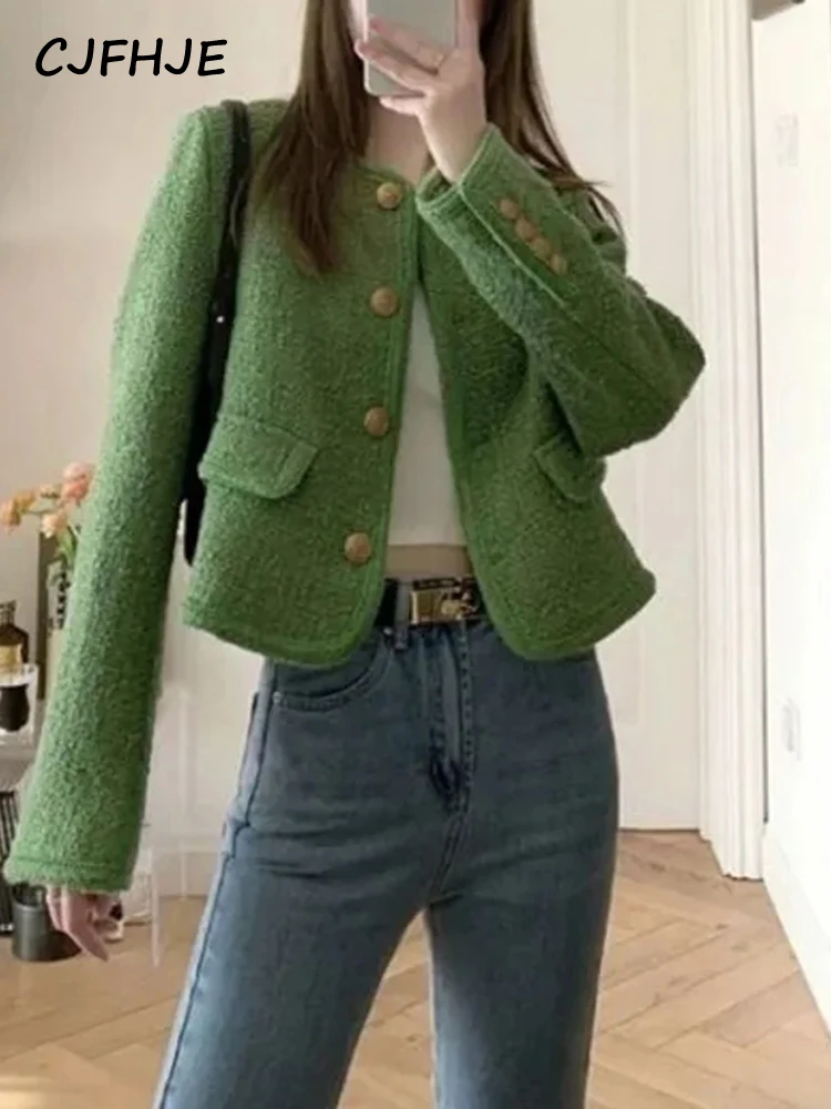 Top Trends: CJFHJE Elegant Casual Female Blazers Loose Autumn Winter Chic Tweed Woolen Coats Korean Fashion Suit Jackets Tops Women Outwear Shoppable Styles