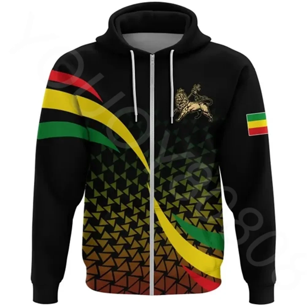 Top Trends: African Regions New Clothing Sweater 3D Printing Casual Sports Ethiopia Rasta Lion Black Zip Hoodie Harajuku Top Shoppable Styles