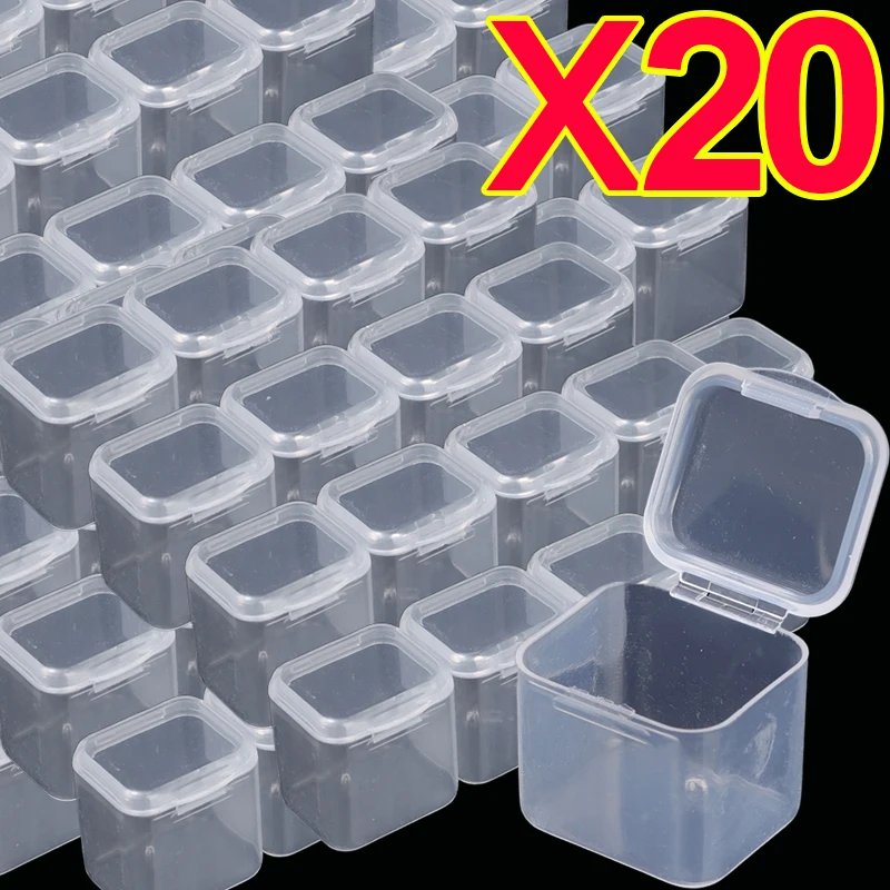 Top Trends: 1-20pcs Mini Storage Box Transparent Square Plastic Box Earrings Jewelry Packaging Storage Small Square Boxs Jewelry Organizer Shoppable Styles