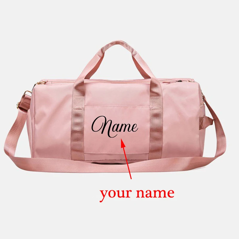 Top Trends: Custom Name Logo Gym Bag Travel Yoga Workout Women Man Duffle Bag Bridal Weekend Girls Trip Wet Dry Seperation Duffel Waterproof Shoppable Styles