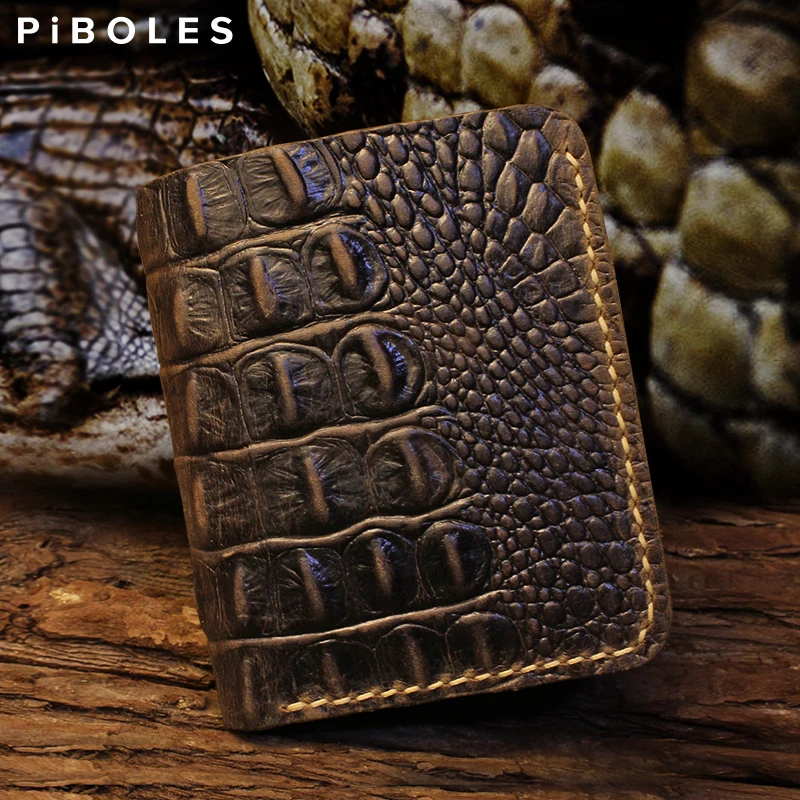 Top Trends: Handmade Genuine Leather Men&#039;s Wallet Women&#039;s Wallet Crocodile Pattern Short Wallet Male&#039;s Purse With 6 Credit Card Slots Money Shoppable Styles