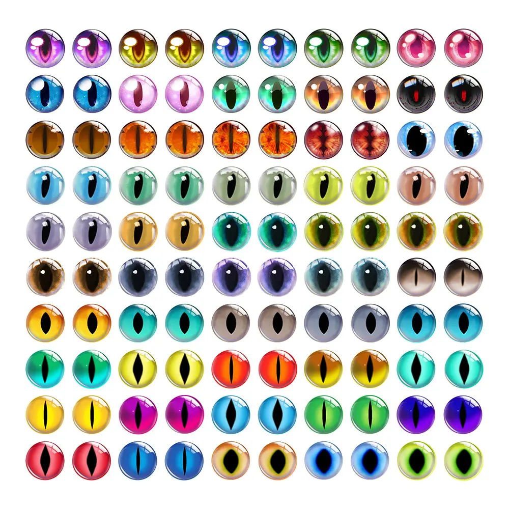 Top Trends: 100pcs / 50pairs 6 8 10 12mm Mixed Colorful Curved Glass Animal Eyes Snake Owls Tiger Ragdoll Toy Eyeball Cabochon For DIY Sewing Shoppable Styles