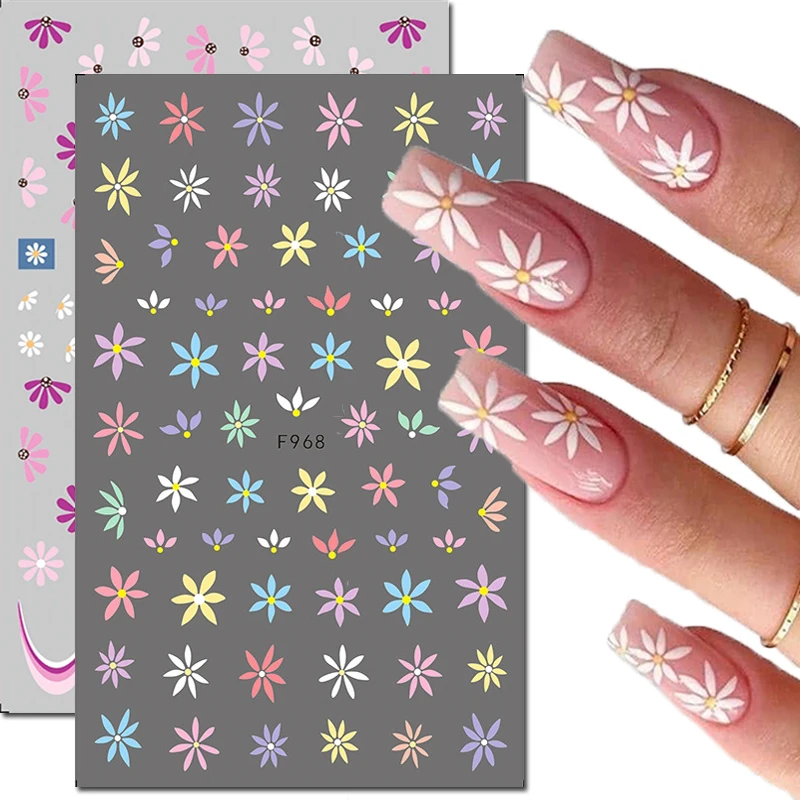 Top Trends: 3d Nail Art Decals Candy Colors Petals Florals Daisy Flowers Adhesive Sliders Nail Stickers Decoration For Nail Manicure Shoppable Styles