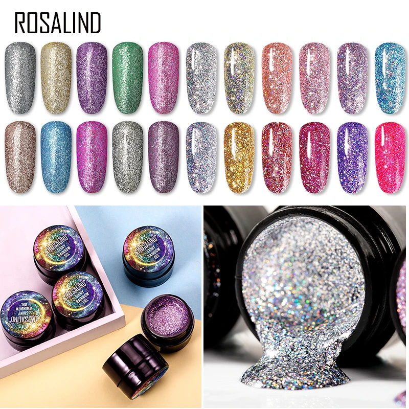 Top Trends: ROSALIND 5ml Gel Nail Polish Shiny Diamond Gel Bright Hybrid Varnishes Soak Off LED UV Base Top Coat For Nail Art Design Gel Shoppable Styles