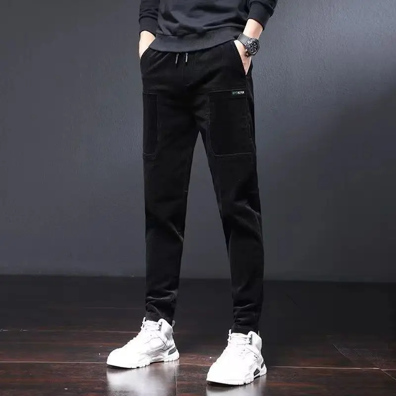 Top Trends: 2023 New Men's Clothing Straight Drawstring Mid Waist Oversized Corduroy Casual Fashion Business Solid Color All-match Trousers Shoppable Styles