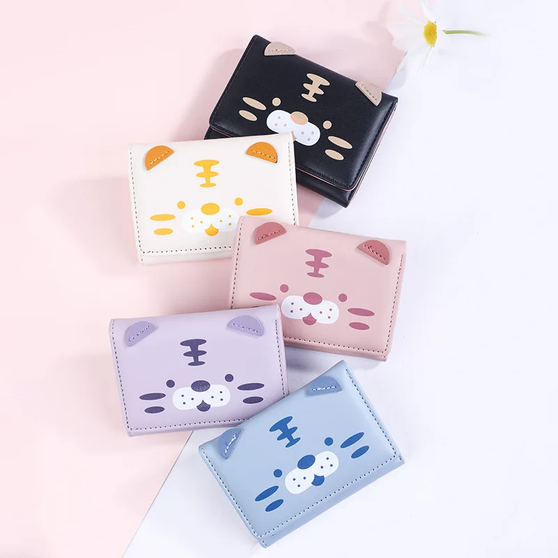 Top Trends: Women Short Thin Korean Version Cute Tiger And Pig Ladies Small Wallet Student Three-fold Wallet Female Fashion Short Coin Purse Shoppable Styles