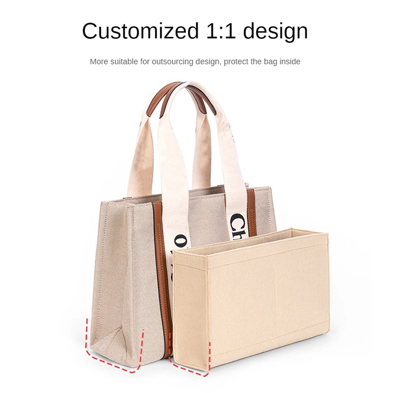 Top Trends: Purse Organizer Insert Bag Storage Felt Makeup Linner Bag With Zipper Women&#039;s Luxury Handbag Cosmetic Tote Shaper For Woody Tote Shoppable Styles