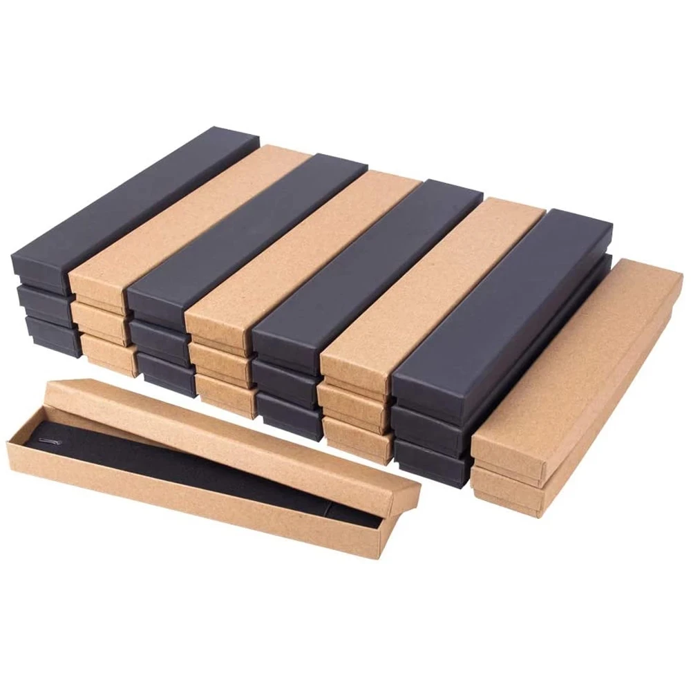 Top Trends: 12 Pcs 21x4x2cm Rectangle Cardboard Jewelry Set Box For Ring Necklace Gift Boxes For Jewellery Packaging With Sponge Inside F70 Shoppable Styles