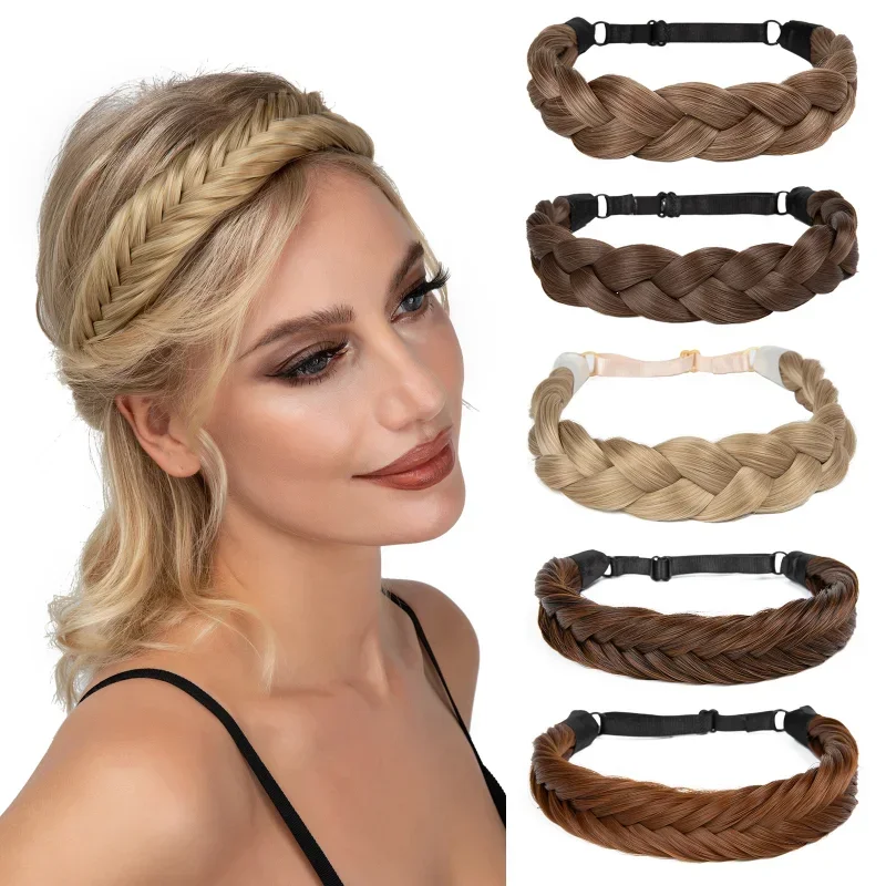 Top Trends: Bohemian Headband Twist Braid Wig Hair Bands Synthetic Fake Hair Plaited Head Bands For Women Girls Hair Accessories Headwear Shoppable Styles