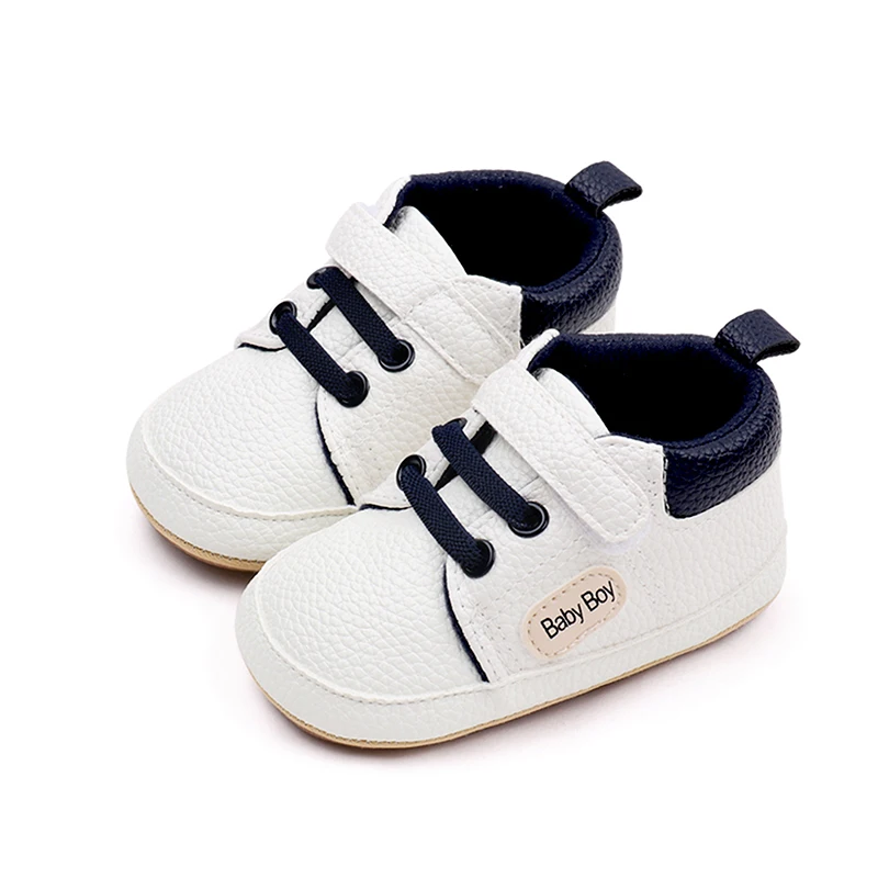 Top Trends: BeQeuewll Toddler Boy PU Sneakers Casual Letter Print Cute Baby Flats Breathable Infant Walking Shoes For Newborn Boy Shoes Shoppable Styles