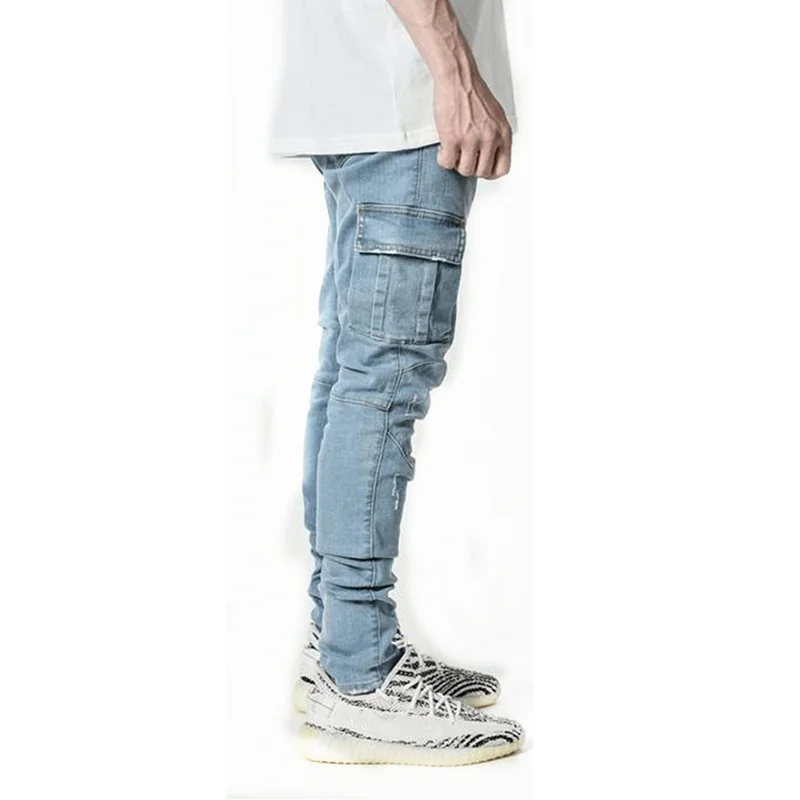 Top Trends: Men's Jeans Casual Cotton Jeans Multi-pocket Denim Cargo Pants Fashion Street Jeans Side Pockets Men's Pencil Pants Shoppable Styles - Image 4