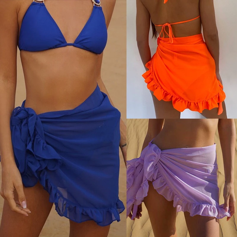 Top Trends: Women Short Sarongs Swimsuit Coverups Beach Bikini Wrap Sheer Short Skirt Chiffon Scarf Cover Ups For Swimwear Shoppable Styles