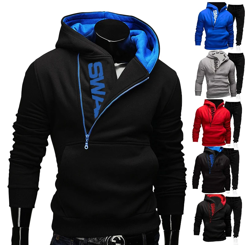 Top Trends: New Men&#039;s Jogging Set Fashion Sports Set Letter Hoodie Set Oblique Zipper Letter Sports Pullover Hoodie Jacket Sports Set Shoppable Styles