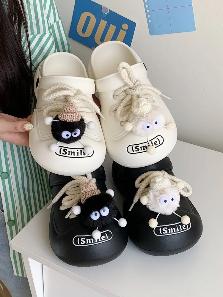 Top Trends: Summer Slipper Women Black And White Cute Coal Ball Couple DIY Hole Shoes In Men Beach Sandals Outside Garden Shoes Shoppable Styles